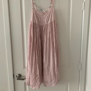 Pink and white striped sun dress